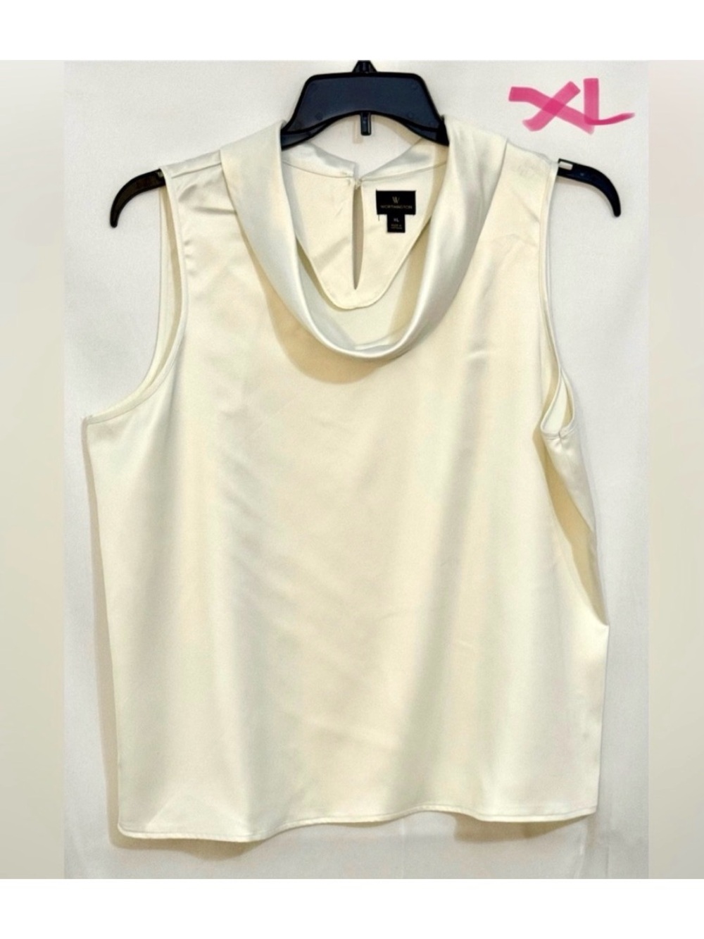 Worthington Cream Sleeveless Bib Collar Blouse